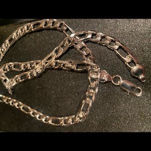 .925 STERLING SILVER FIGARO 7 mm thick SOLID NECK CHAIN NEW !!!